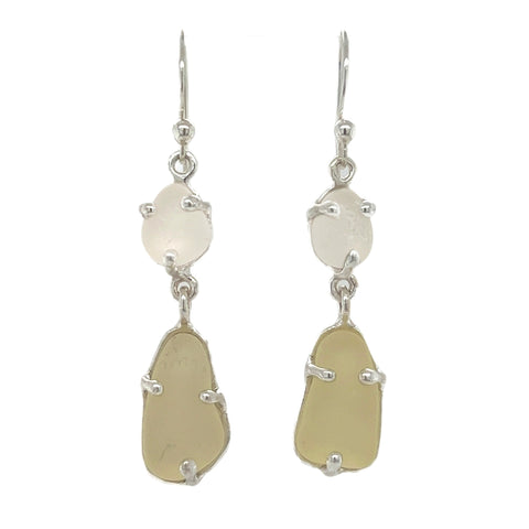 mix + match white and yellow sea glass earrings