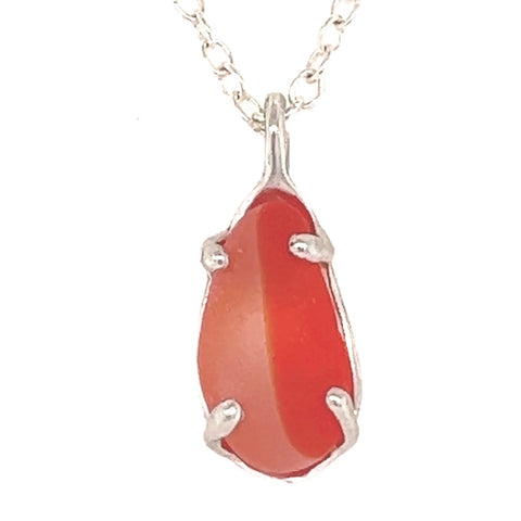 orange slice Seaham sea glass prong necklace