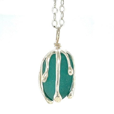 dripping turquoise sea glass necklace - tossed & found jewelry