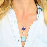 blues + white sea pottery/sea glass necklace - tossed & found jewelry