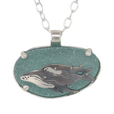 humpback mama + baby sea glass necklace