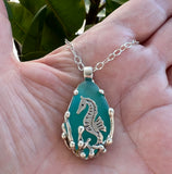 mystical sea horse sea glass necklace