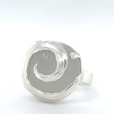 white genuine sea glass swirl wave ring