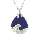 ocean wave cobalt sea glass necklace