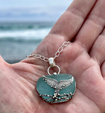 humpback whale tail sea glass necklace