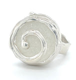 white genuine sea glass swirl wave ring