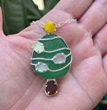 Christmas tree sea glass necklace