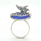 humpback whale breaching genuine sea glass ring