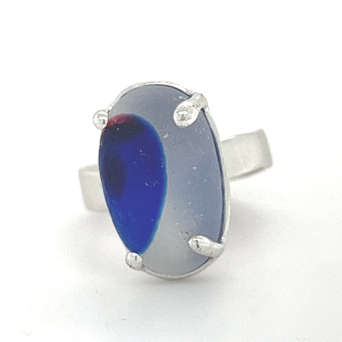 royal blue Seaham sea glass ring