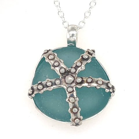 turquoise sea foam sea glass necklace