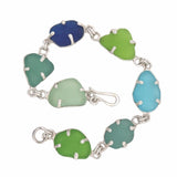 blues + greens sea glass bracelet