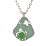 sea turtle double sea glass necklace