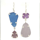 mix + match shades of purple sea glass earrings