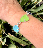 blues + greens sea glass bracelet