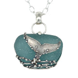 humpback whale tail sea glass necklace
