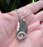 grey sea glass swirl urchin necklace