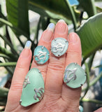Hawaiian turtle genuine sea glass ring