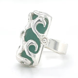sea foam genuine sea glass ocean wave bead ring