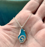 brilliant aqua sea glass swirl necklace