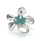 blooming plumeria sea glass rings