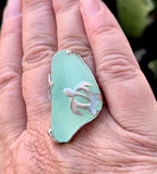 double turtle sea foam genuine sea glass ring