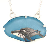humpback mama + baby sea glass necklace