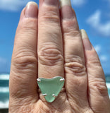 sea foam genuine sea glass heart ring