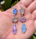 mix + match purple sea glass triple earrings