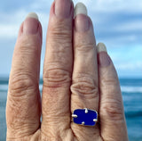 cobalt genuine sea glass four prong urchin ring