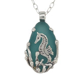 mystical sea horse sea glass necklace