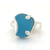aqua genuine sea glass ring
