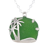 palm trees in Hawaii sea glass necklace