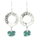 turquoise sea glass urchin earrings