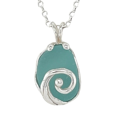 turquoise sea glass swirl necklace