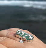 sea foam genuine sea glass ocean wave bead ring