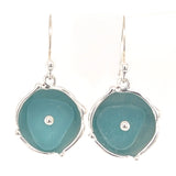 turquoise sea glass reflective earrings