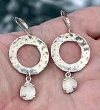 white sea glass urchin earrings