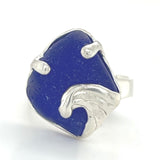 genuine cobalt sea glass wave ring