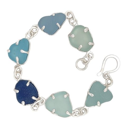 sea of blues sea glass bracelet