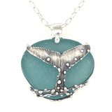 humpback whale tail sea glass necklace