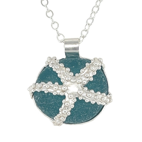 starfish turquoise sea glass necklace