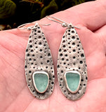 urchin turquoise sea glass oxidized earrings