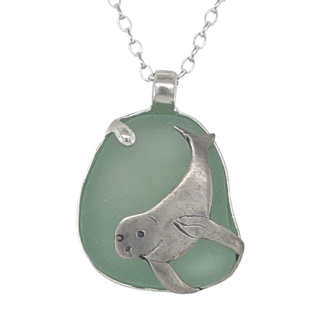 Hawaiian monk seal sea glass necklace