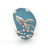 breaching humpback genuine sea glass rings (various colors + sizes)
