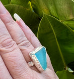 turquoise genuine sea glass urchin ring