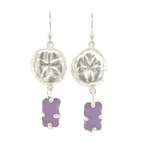 neodymium sea glass sand dollar earrings