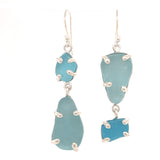 mix + match sea of blues sea glass earrings