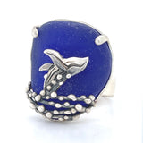 breaching humpback genuine sea glass rings (various colors + sizes)