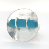 bright aqua genuine sea glass cane ring