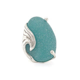turquoise genuine sea glass wave ring - tossed & found jewelry